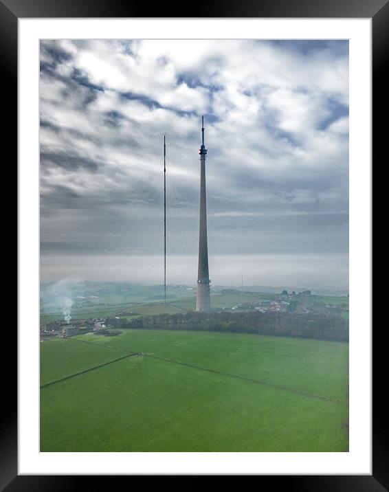 Emley Moor Mast Framed Mounted Print by Apollo Aerial Photography