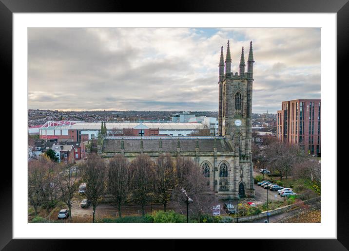 St Marys Church Sheffield Framed Mounted Print by Apollo Aerial Photography