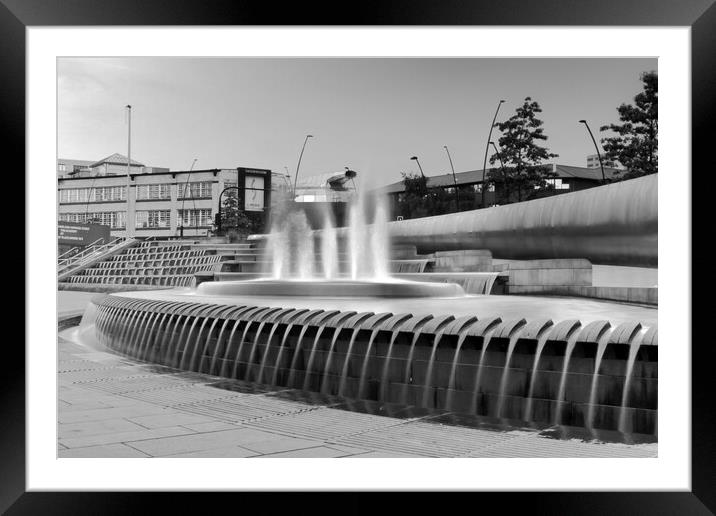 Sheffield Station Fountains Framed Mounted Print by Apollo Aerial Photography
