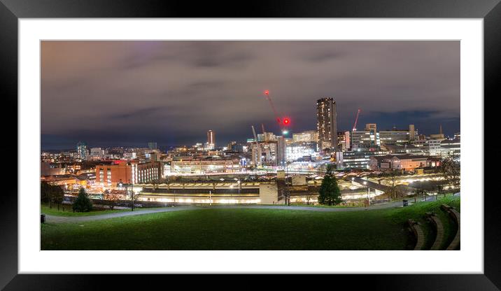 Sheffield Skyline at Night Framed Mounted Print by Apollo Aerial Photography