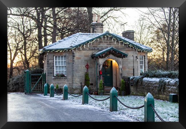 The Octagon Lodge In The Snow Framed Print by Apollo Aerial Photography