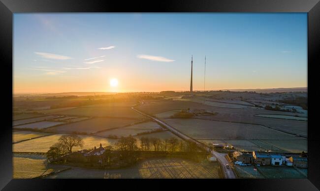 Emley Moor Frosty Morning Framed Print by Apollo Aerial Photography