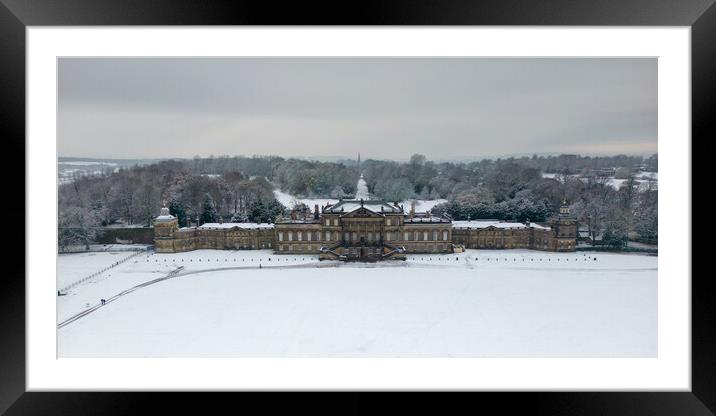 Wentworth Woodhouse Snow Fall Framed Mounted Print by Apollo Aerial Photography