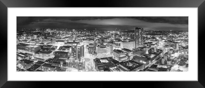 Sheffield Skyline Black and White Framed Mounted Print by Apollo Aerial Photography