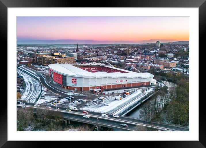 The New York Stadium Winter Sunrise Framed Mounted Print by Apollo Aerial Photography