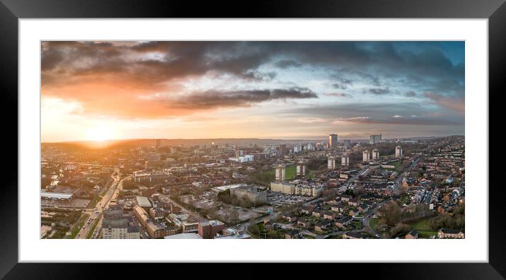 A Sheffield Sunrise Framed Mounted Print by Apollo Aerial Photography