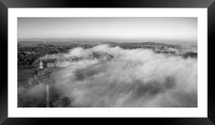 Wentworth Woodhouse In The Fog Framed Mounted Print by Apollo Aerial Photography