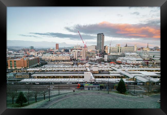 Sheffield Skyline Sunrise Framed Print by Apollo Aerial Photography