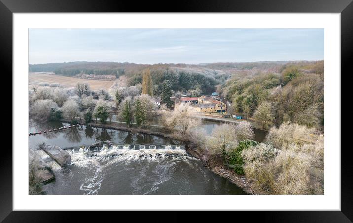 Sprotbrough The Boat Inn and Weir Framed Mounted Print by Apollo Aerial Photography
