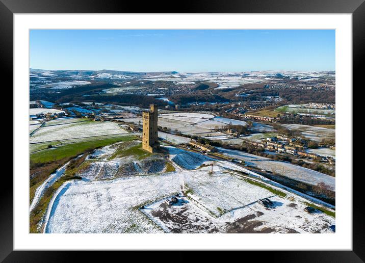 Castle Hill Huddersfield Viewsv Framed Mounted Print by Apollo Aerial Photography
