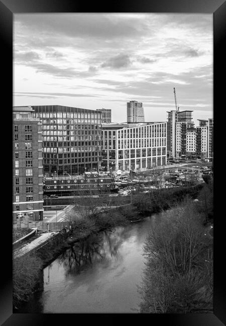 Leeds Black and White Framed Print by Apollo Aerial Photography