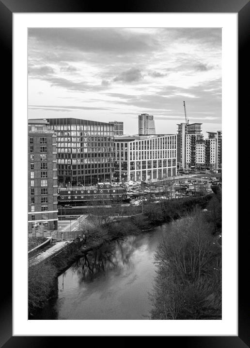 Leeds Black and White Framed Mounted Print by Apollo Aerial Photography