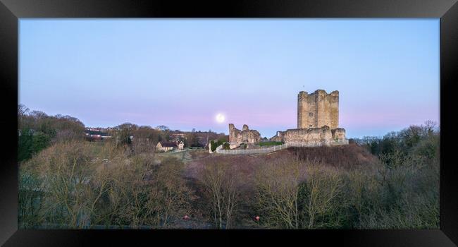 Conisbrough Castle Full Moon Framed Print by Apollo Aerial Photography