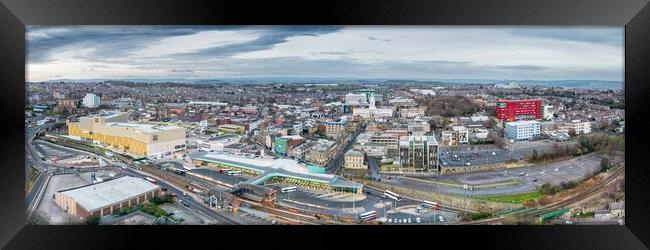 Barnsley Skyline Panorama Framed Print by Apollo Aerial Photography