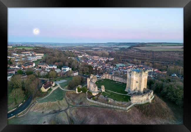 Conisbrough Castle Full Moon  Framed Print by Apollo Aerial Photography