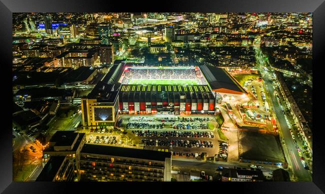 Bramall Lane at Night Framed Print by Apollo Aerial Photography