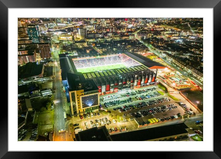 Bramall Lane Late Kick Off Framed Mounted Print by Apollo Aerial Photography