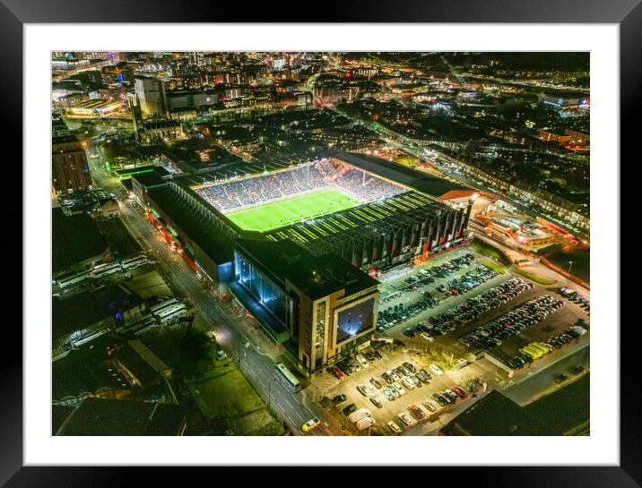 Bramall Lane at Night Framed Mounted Print by Apollo Aerial Photography