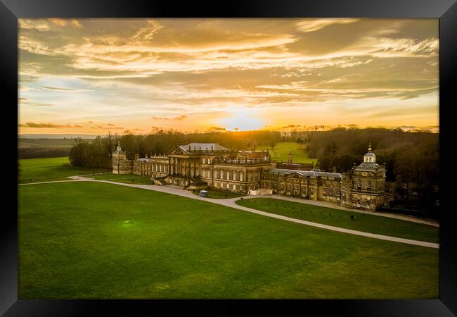 The Sun sets on Wentworth Woodhouse Framed Print by Apollo Aerial Photography