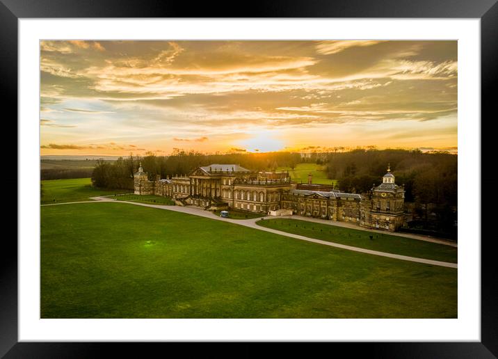 The Sun sets on Wentworth Woodhouse Framed Mounted Print by Apollo Aerial Photography