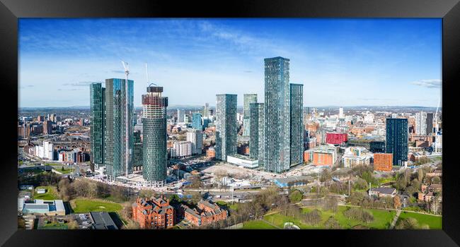 Manchester Skyline Framed Print by Apollo Aerial Photography