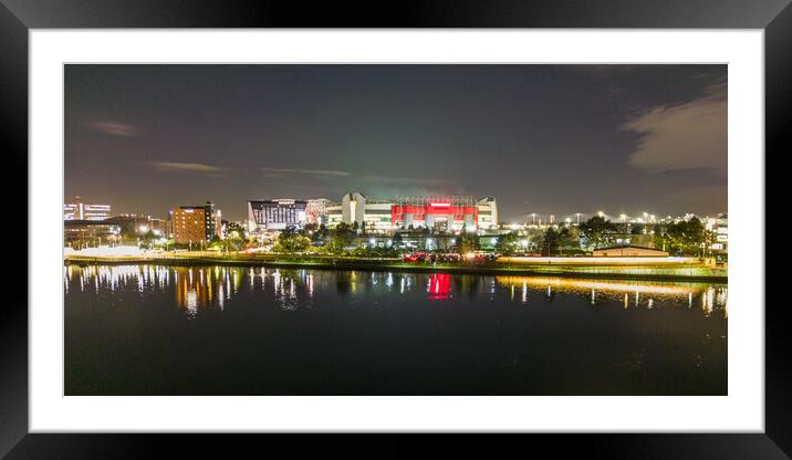 Old Trafford at Night Framed Mounted Print by Apollo Aerial Photography