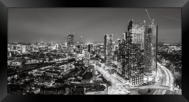 Manchester Black and White Framed Print by Apollo Aerial Photography