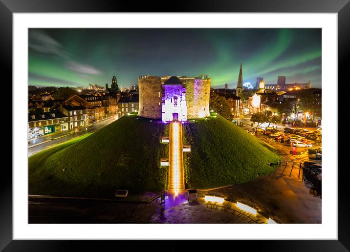 Cliffords Tower York Castle Aurora Framed Mounted Print by Apollo Aerial Photography