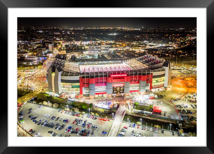Old Trafford at Night Framed Mounted Print by Apollo Aerial Photography