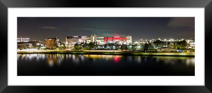 Old Trafford Night Framed Mounted Print by Apollo Aerial Photography