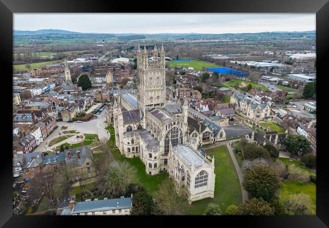 Gloucester Cathedral Aerial Views Framed Print by Apollo Aerial Photography