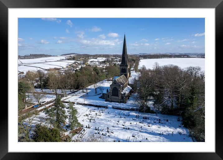 Wentworth Church In The Snow Framed Mounted Print by Apollo Aerial Photography