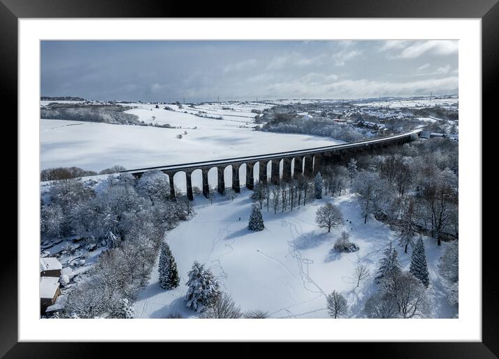 Penistone Viaduct In The Snow  Framed Mounted Print by Apollo Aerial Photography