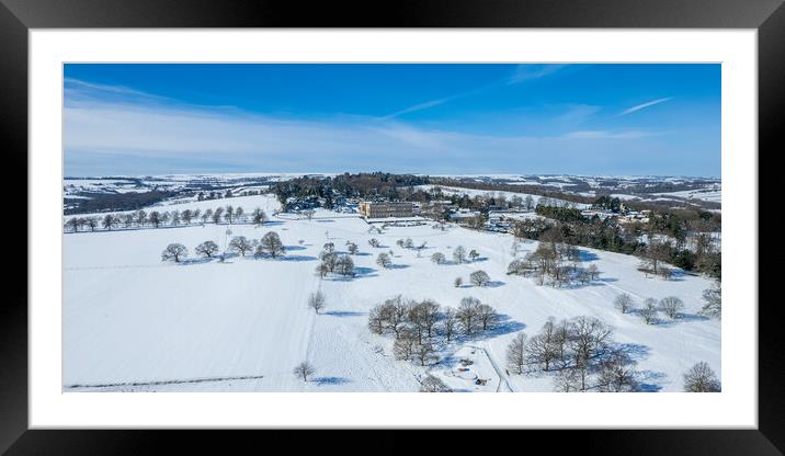Wentworth Castle In The Snow Framed Mounted Print by Apollo Aerial Photography
