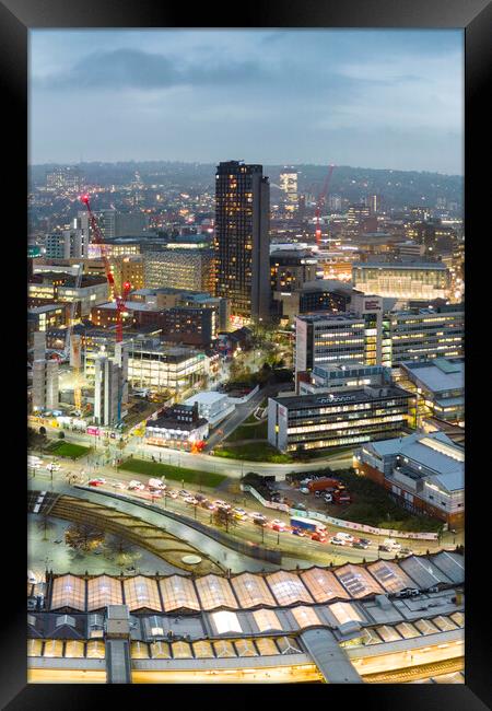 Sheffield City At Night Framed Print by Apollo Aerial Photography