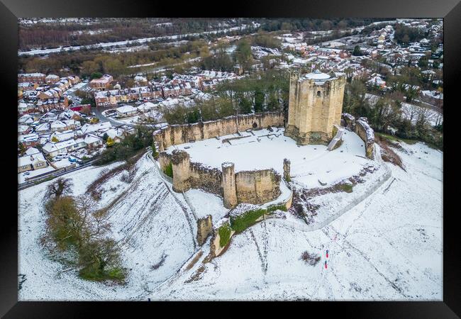 Conisbrough Castle Snow  Framed Print by Apollo Aerial Photography