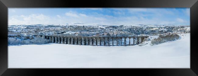 Penistone Viaduct Winter Snow Framed Print by Apollo Aerial Photography