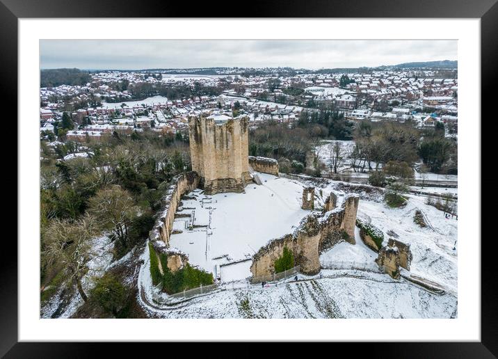 Conisbrough Castle Snow Framed Mounted Print by Apollo Aerial Photography