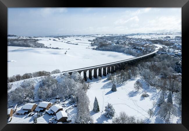 Penistone Viaduct Snow Framed Print by Apollo Aerial Photography
