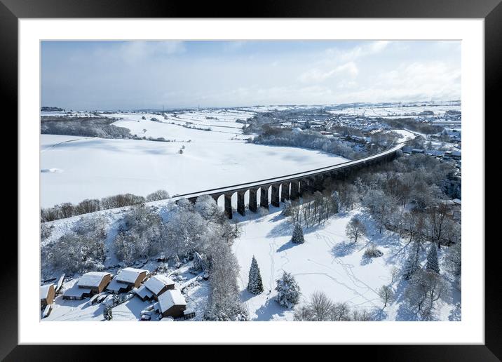 Penistone Viaduct Snow Framed Mounted Print by Apollo Aerial Photography