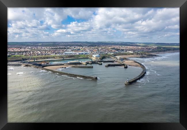 Seaham Harbour Aerial Framed Print by Apollo Aerial Photography