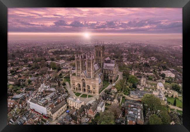 Lincoln Cathedral Sunrise Framed Print by Apollo Aerial Photography