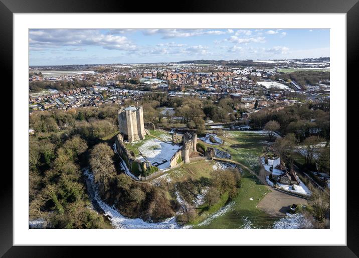 Conisbrough Castle Framed Mounted Print by Apollo Aerial Photography