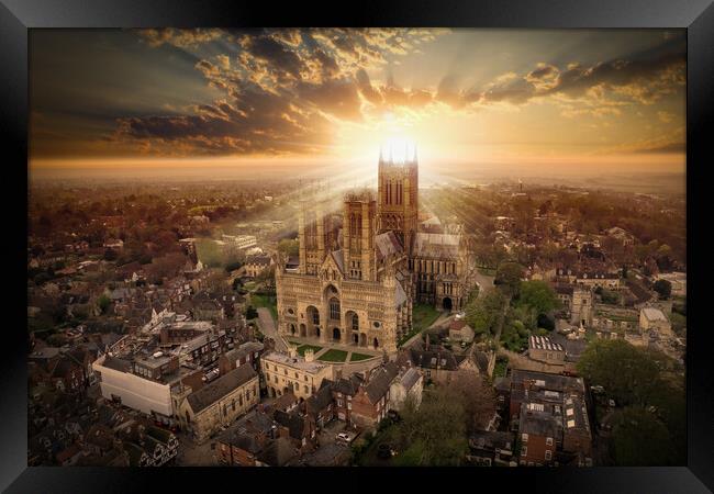 Lincoln Cathedral Sunrise Framed Print by Apollo Aerial Photography