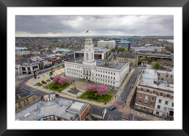 Barnsley Town Hall Spring Blossom Framed Mounted Print by Apollo Aerial Photography