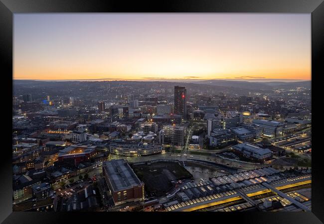 Sheffield City Twilight Framed Print by Apollo Aerial Photography