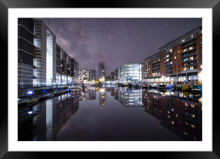 Leeds Dock Starry Night Framed Mounted Print by Apollo Aerial Photography