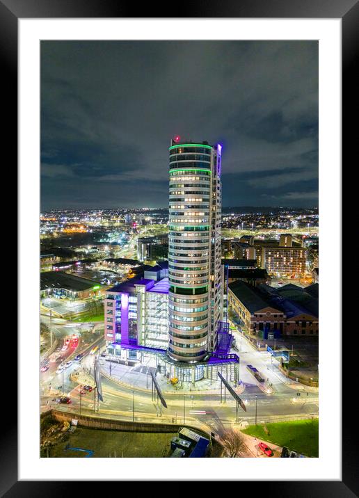 Bridgewater Place At Night Framed Mounted Print by Apollo Aerial Photography