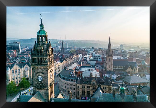 The Town Hall Clock Tower Framed Print by Apollo Aerial Photography