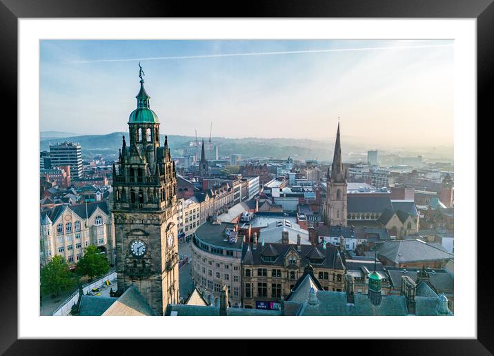 The Town Hall Clock Tower Framed Mounted Print by Apollo Aerial Photography